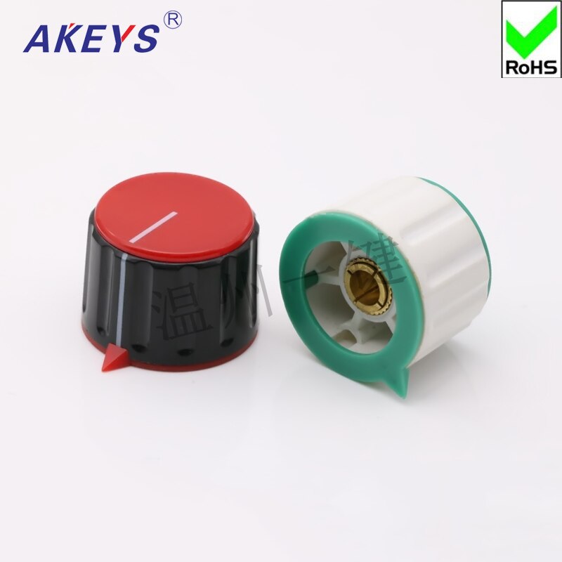 5pcs KN-28-Y-6 potentiometer rubber color knob with nut clamping rotating band Switch knob hat