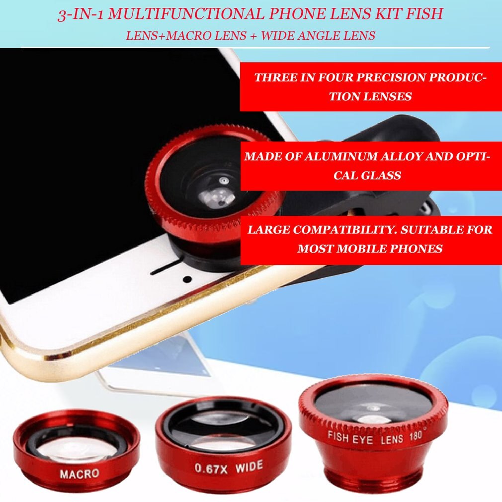 3-In-1 Groothoek Macro Fisheye Lens Camera Kits Mobiele Telefoon Fish Eye Lenzen Met Clip 0.67x voor Iphone Samsung Alle Mobiele Telefoons