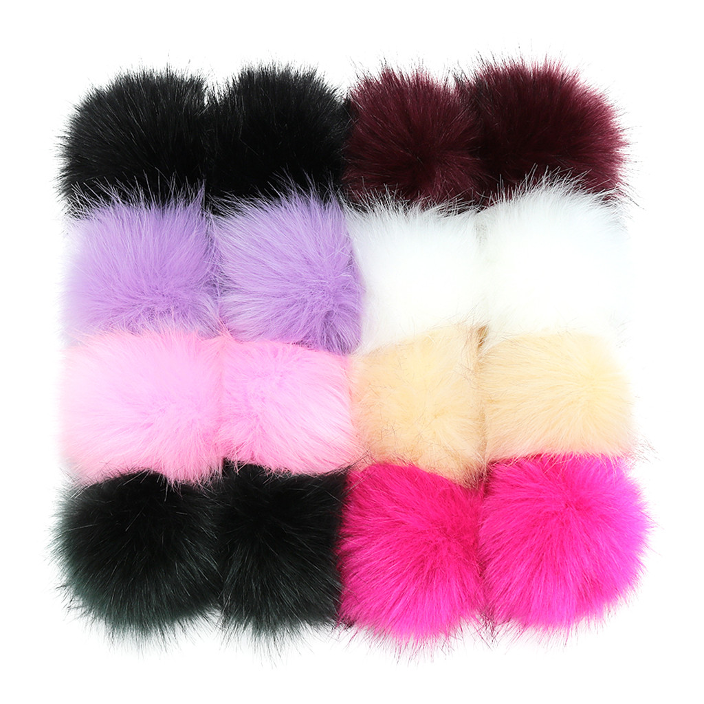 16 Pcs 10Cm Winter Faux Bont Bal Vrouwen Pompom Auto Tas Sleutelhanger Sleutelhanger Elastische Diy Sleutelhanger Konijn Haar lamp Zakken Decor: 8