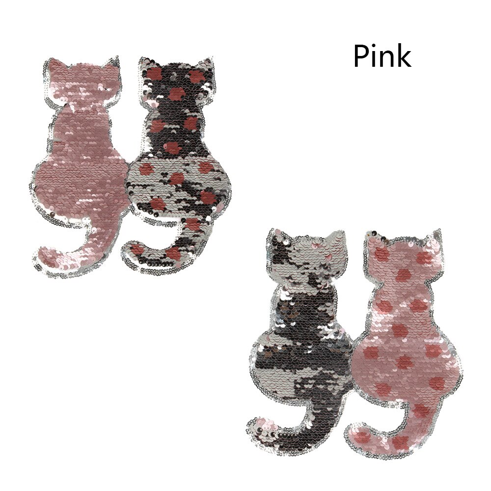 1 Pc Leuke Kat Vorm Omkeerbaar Kleur Veranderen Pailletten Naaien Patch Voor Kleding Diy Patch Applique Zak Kleding Jas jeans Craft