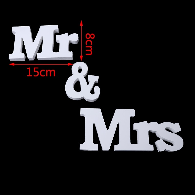 Wedding Decoration Mr & Mrs White Wooden Letters Sign For Sweetheart Table Decor