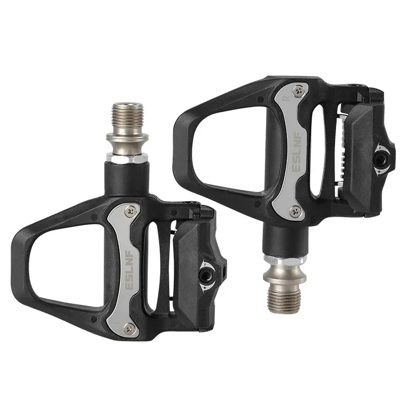 Pedales de bicicleta de carretera de nailon con sistema SPD-SL, pedales automáticos con tacos, accesorios de ciclismo duraderos para bicicletas de carretera: Blanco