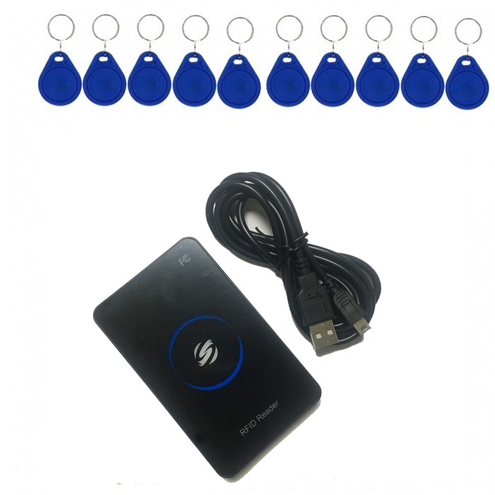 Lector de tarjetas con Sensor de proximidad para sistema de Control de acceso, material de panel acrílico, 125Khz, 13,56 Mhz, RFID, EM4100, USB: 125Khz Reader 10 key