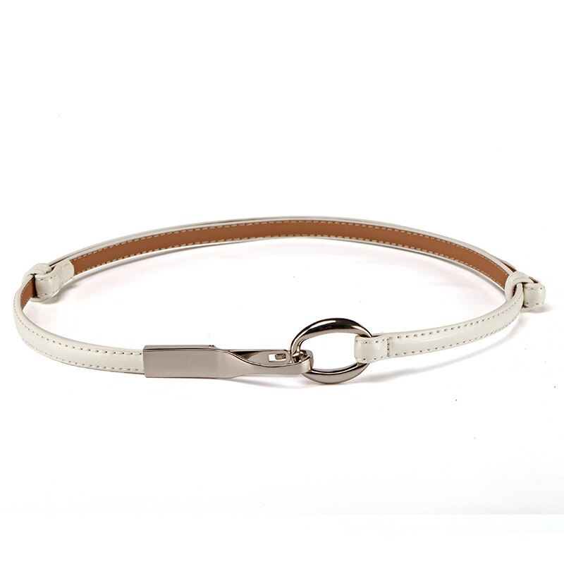 Dames meisjes tailleband tailleband kleurrijk imitatieleer smal dun skinny jurk riem zwart/geel/roze/rood: Wit