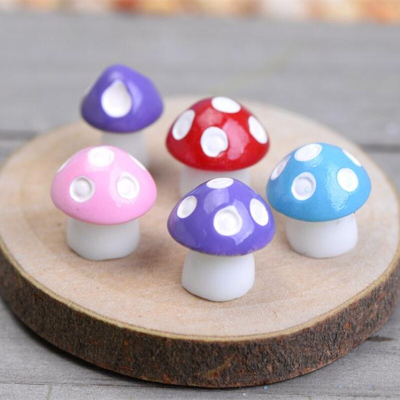 20PCS Mushrooms Terrarium Figurines Fairy Garden Miniatures Party Garden Mini Mushroom Garden Ornament Resin Crafts Decorations