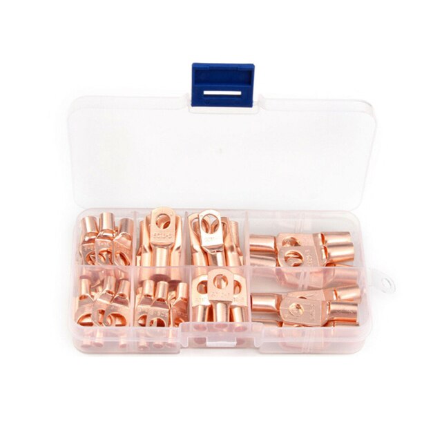 60/260Pcs Assortment Car Auto Copper Ring Terminal Wire Crimp Connector Bare Cable Battery Terminals Soldered Connectors Kit: Dark Grey
