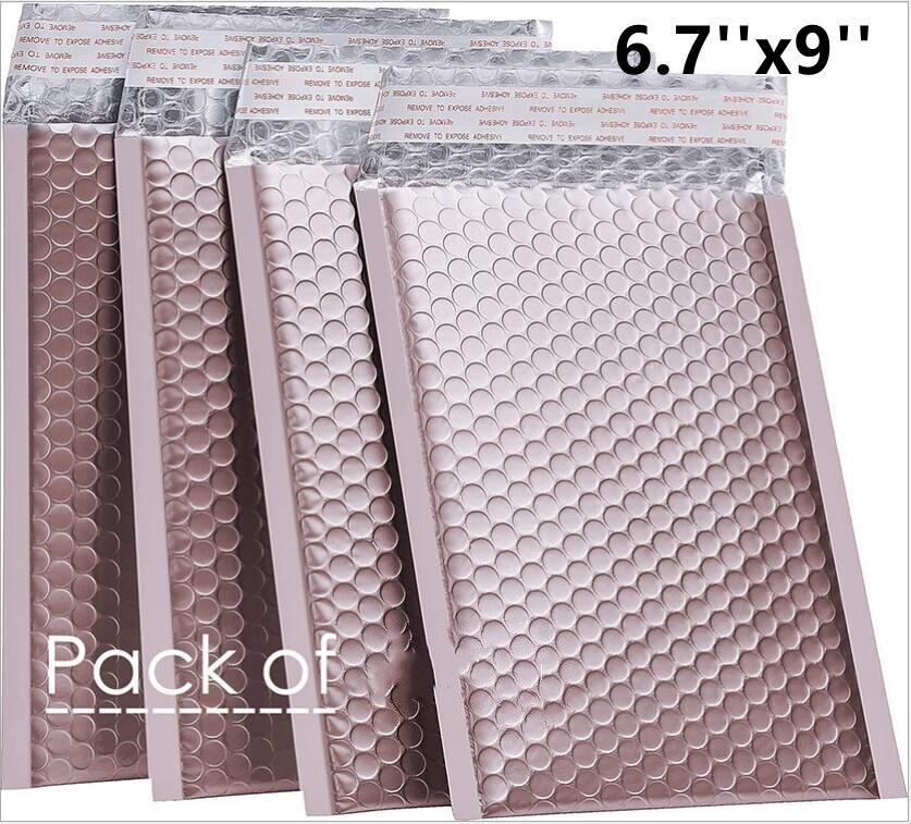 5pcs Thank You Bubble Envelope Courier Bag Padded Envelopes Packaging Bags: rose gold 17x23cm