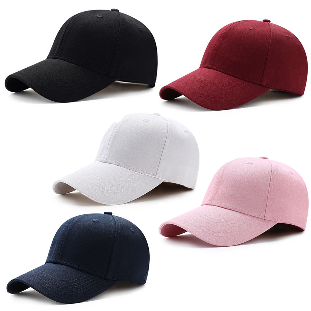 Mænd kvinder almindelig buet solskærm baseball cap hat ensfarvede justerbare kasketter