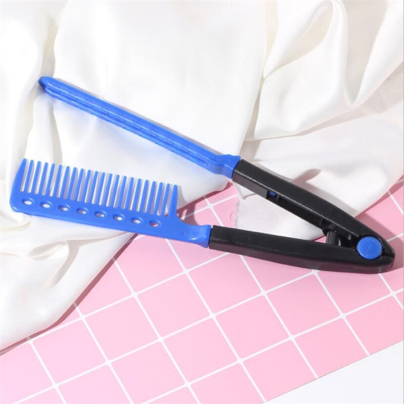 Flacher Kamm, Glättkamm, Salon-Haarbürste, Kämme, Friseur-Styling, Glätteisen, V-förmig, gerade, flauschig und glatt: Lila