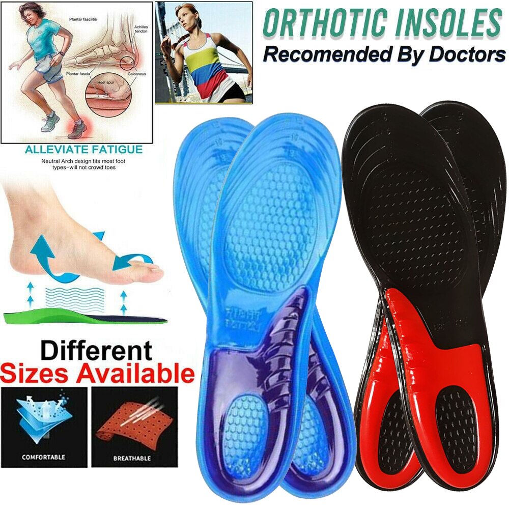 Full Length Orthotics Shoe Inserts Cushion Soles for Heels Arch Support Plantar Fasciitis Massaging Flat Feet