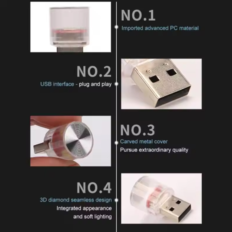 Auto-interieur Ambient Sfeerlicht LED-verlichting Auto Leeslamp Decoraties Decoratieve USB Plug en Play Sfeerlamp
