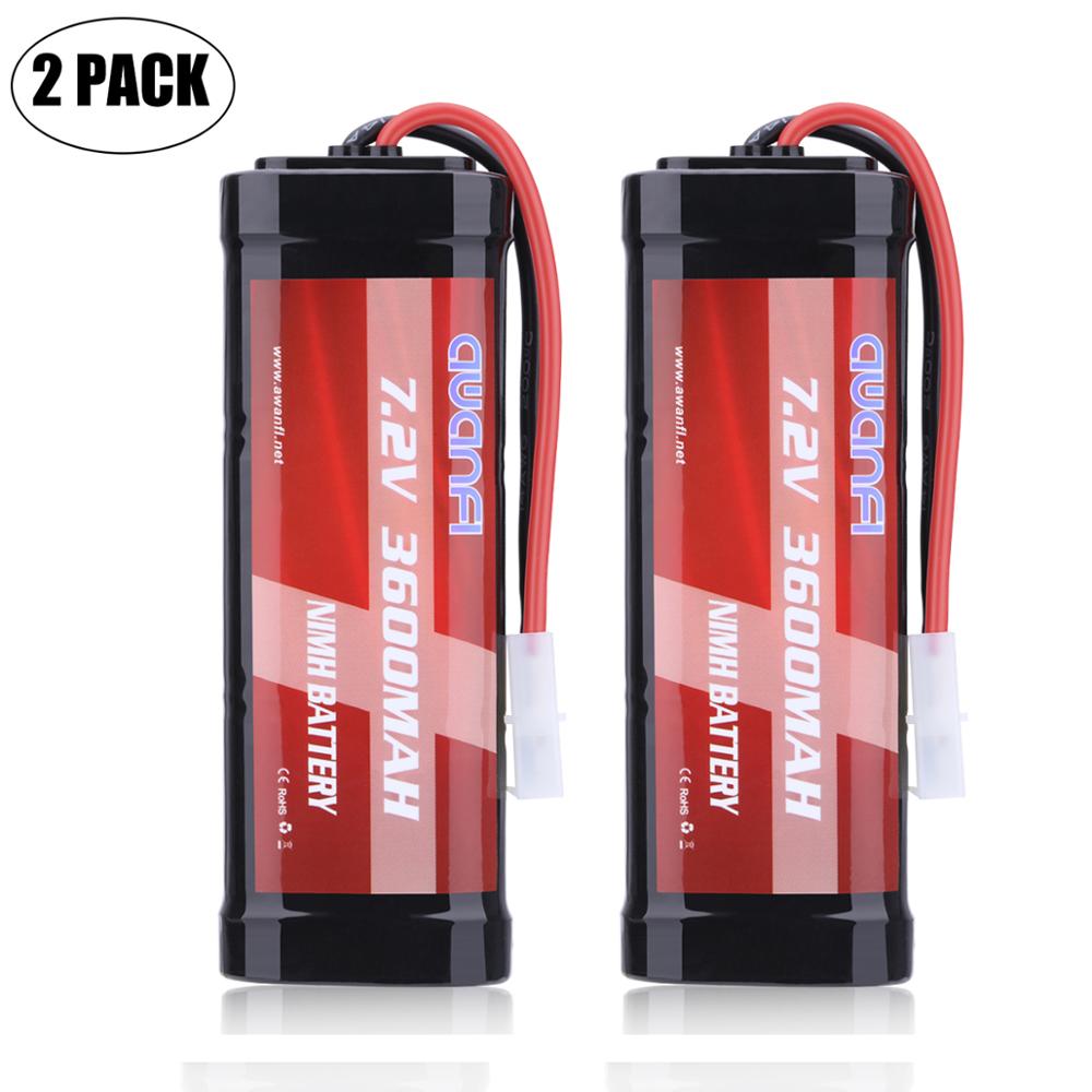 AWANFI 7.2V 3600mAh RC Car Battery Tamiya Connector High Power NiMH Battery for RC Car Truck Traxxas LOSI Associated HPI Kyosho: 2 PACK