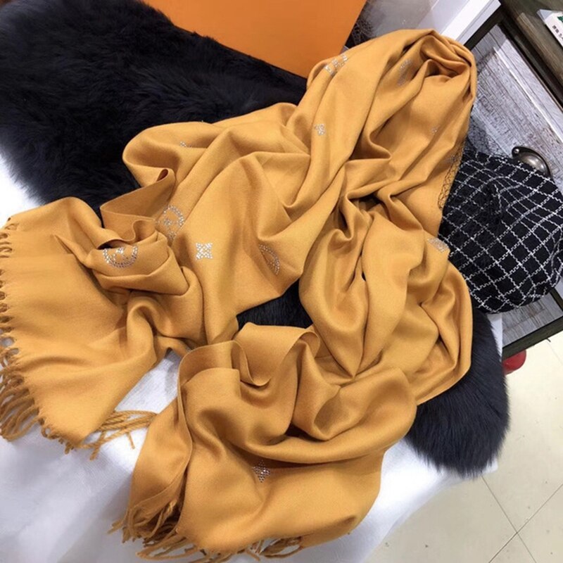Winter Warm -drilling Scarf Women Pashmina Shawl Cashmere Solid Scarves Blanket Shawls scarf female stole: style 11