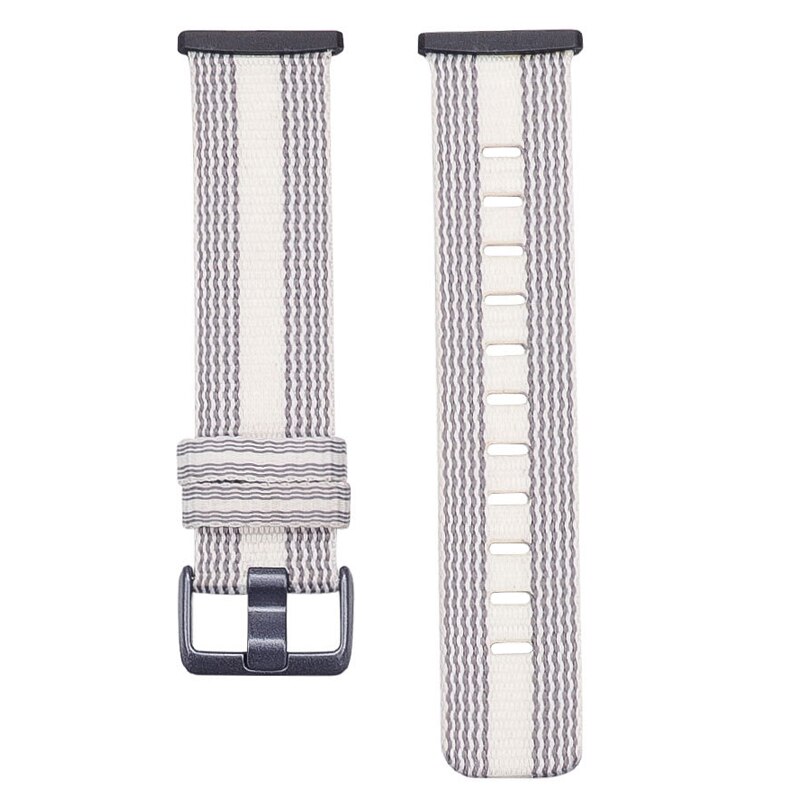 Nylonbånd til fitbit versa 3 strop lærred vævet armbånd armbånd erstatning for fitbit sense bands tilbehør kvinder mænd sl: Grå hvid / L