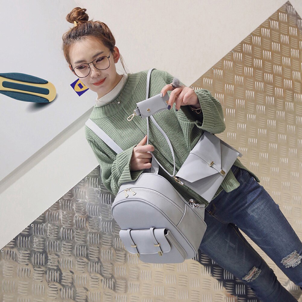 3pcs/Set Women Pu leather backpack Girls Small Backpacks Lady Composite Bag Mochila Female school backpack sac a dos femme