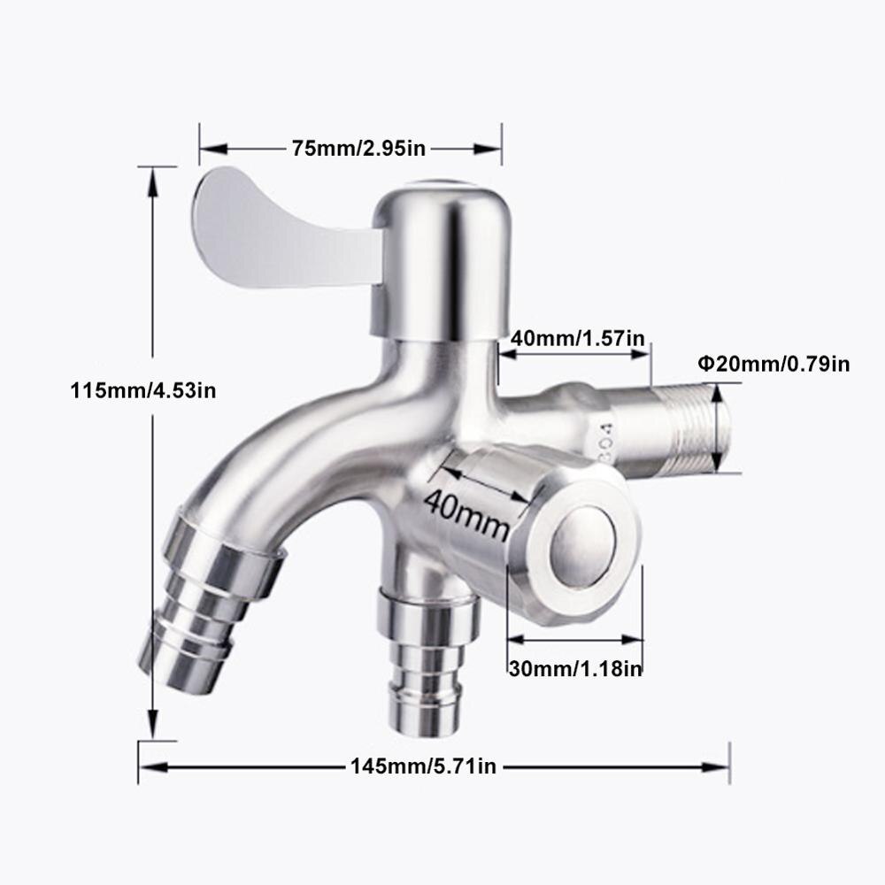 Roestvrij Staal Wasmachine Kraan 4 Punten Water Inlaat Multifunctionele Outdoor Tuin Wasmachine Bibcocks Voor Thuis