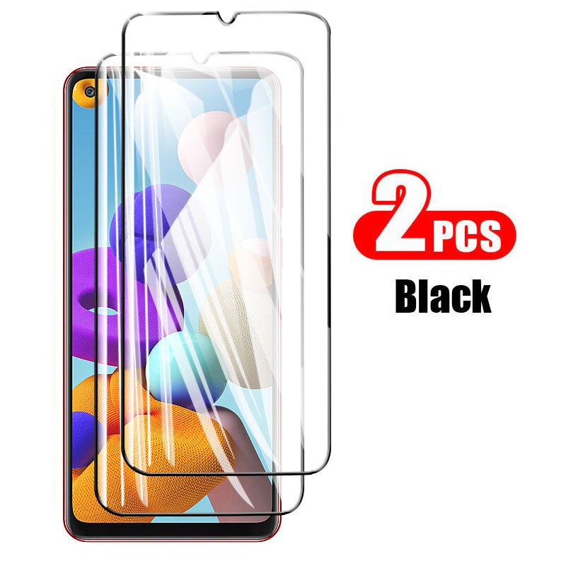 glass for samsung a 21s a21s glasses camera protector on galaxy a21s a 21s a217f/ds protective film 6.5'' tempered glas: A21 / 2Black