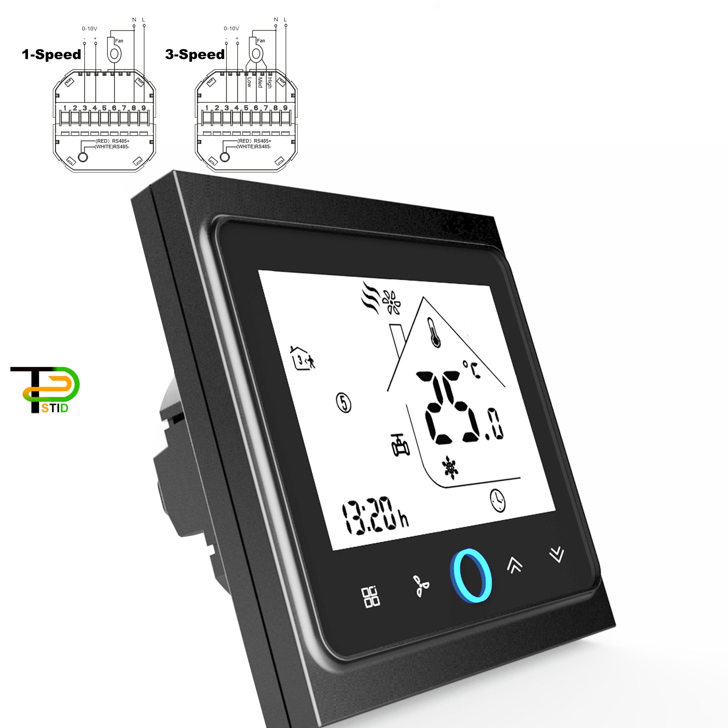Thermostat MODBUS intégré proportionnel, panneau de commutation de commande, pour 1 vitesse/3 vitesses, bobine de ventilateur 0-10V, vanne en option 24V 220V
