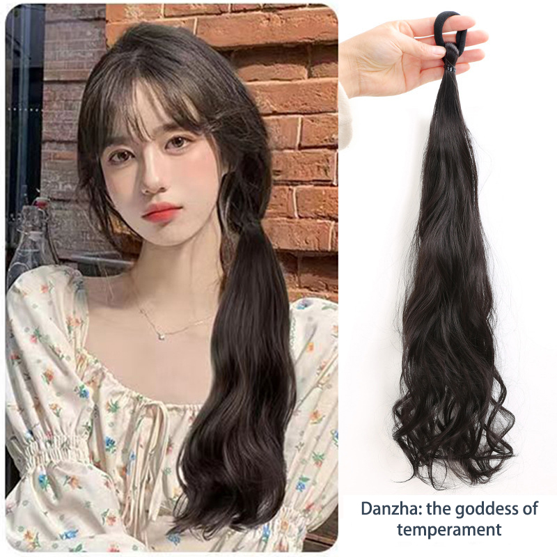 Peluca de cola de caballo a la , estilo de diadema, simulación trenzada, Peluca de cola de caballo alta femenina, cabeza de albóndiga, accesorios para el cabello, herramientas de peinado