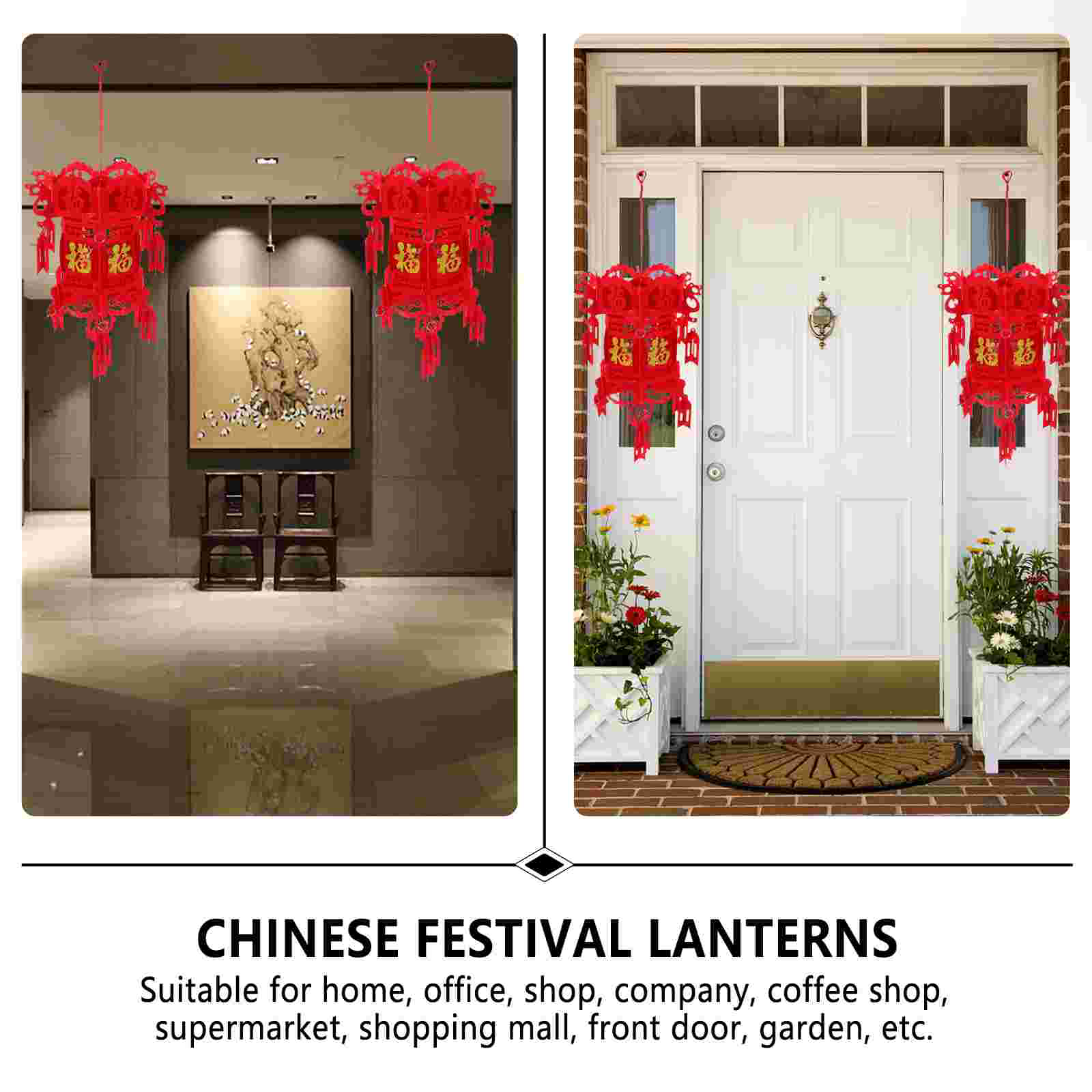 3Pcs Chinese Year Lanterns Spring Festival Year Decor Wedding Supplies
