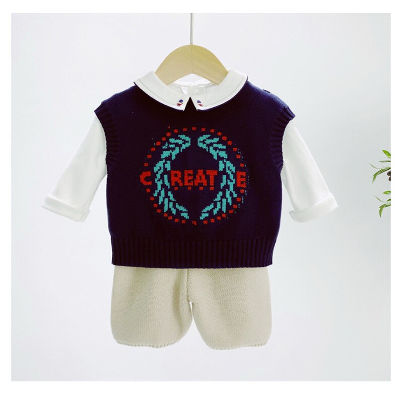 3-24m bebê tricô colete menino primavera e outono camisola de algodão roupas de moda