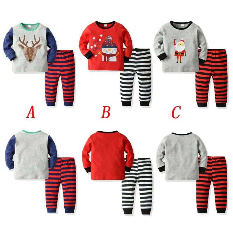 Kinderkleding jongens nachtkleding kinderen eland sneeuwpop pyjama set baby meisjes katoenen cartoon pyjama lente herfst pyjama