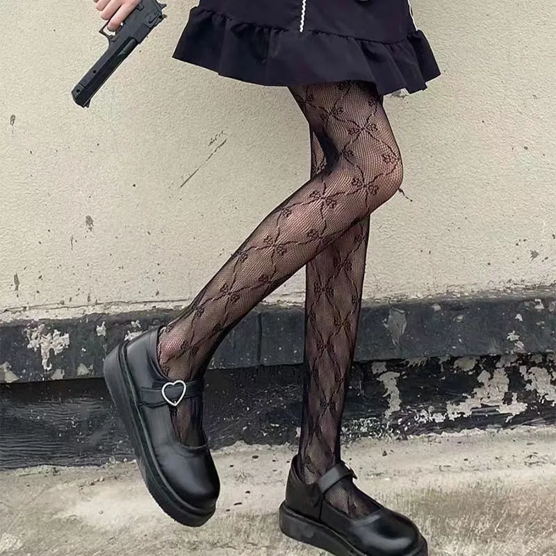 Lolita Ragazze Carino Pentacolo Stampa Collant Donne Sexy Gotico Punk Magico Stella a Cinque Punte Maglia Pesce Net Collant Calze per il Corpo: Oro