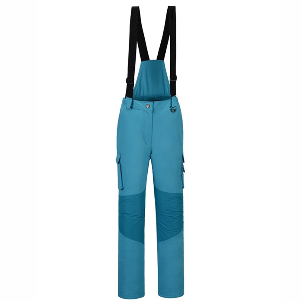 TENNEIGHT winter outdoor ski pants women double board straps ski pants thicken windproof waterproof warm Snow Ski Trousers: Blue / S