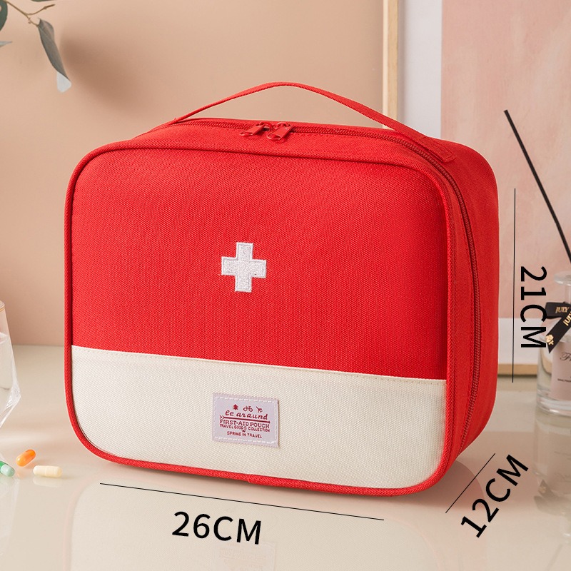 Bolsas portátiles para botiquín de primeros auxilios, bolsa de almacenamiento grande para medicina, bolsa para acampar, emergencia, hogar, viaje al aire libre, organizador con asa: Gris oscuro