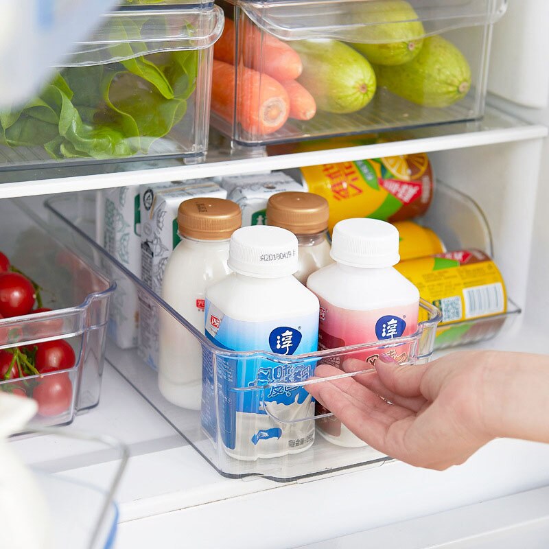 Plast oppbevaringsbokser kjøleskap oppbevaringsboks matoppbevaringsbeholdere skyve kjøkken kjøleskap fryser plassbesparende arrangør
