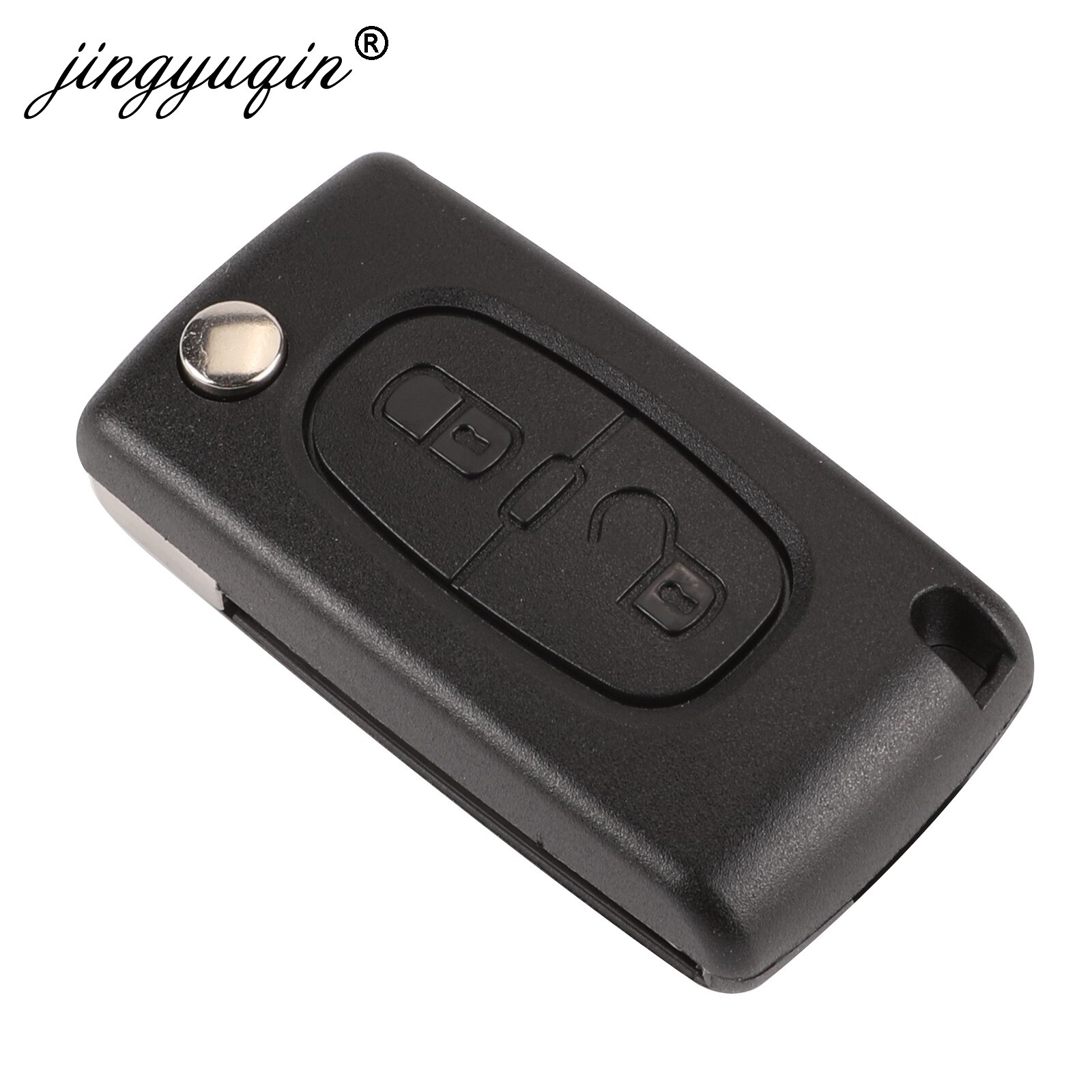 Jingyuqin 2 knapper flip sammenfoldelig nøglecase blank skal til peugeot 107 207 407 307 307s 308 407 607 807 va2/ hca  ce0523 ce0536