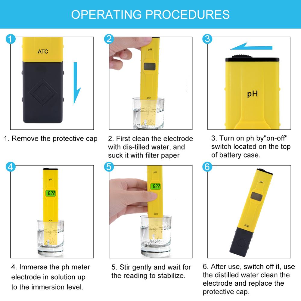 Digitale PH meter met ATC PH test pen Zuurgraad meter pH tester Water quality test pen Nauwkeurigheid 0.1pH draagbare PH meter blacklight