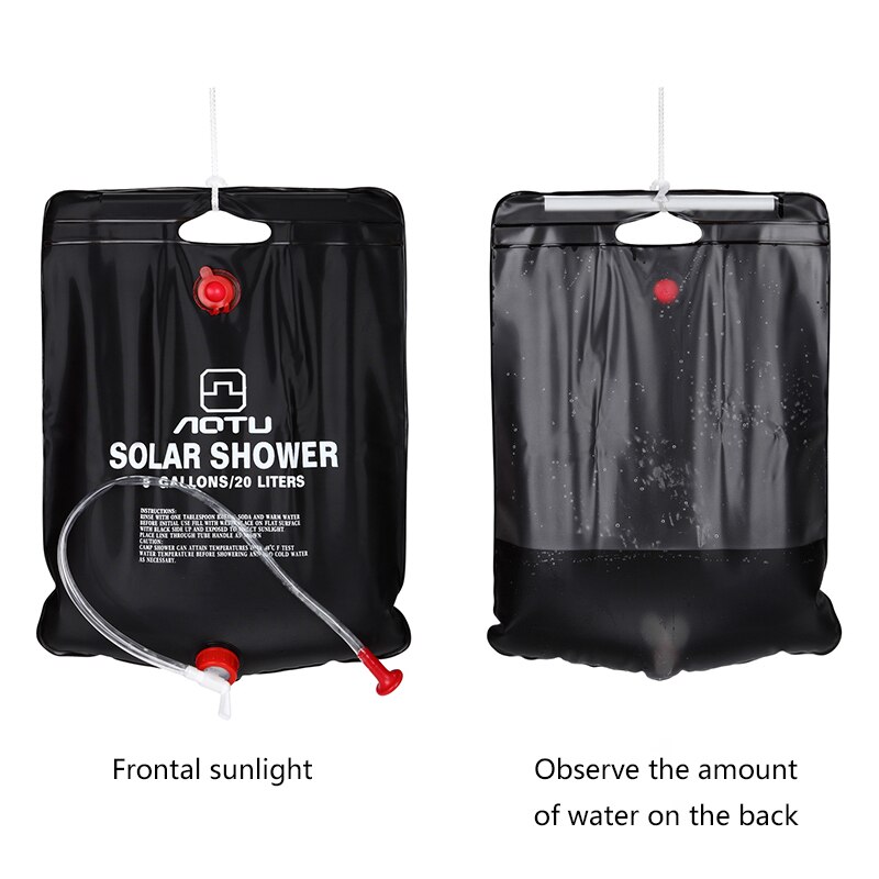 Outdoor 20L Solar Douche Zak Draagbare Verwarmd Water Camping Wandelen Reizen Bad Sack Zwart In Verkoop