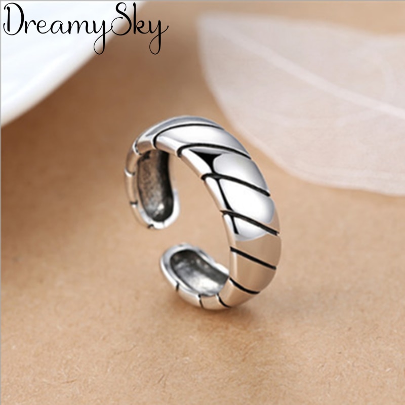 Bohemian Vintage 925 Sterling Silver Round Rings For Women Wedding Party Girls Open Finger Rings Jewelry