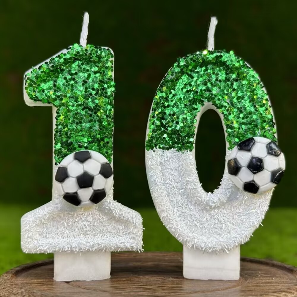 1PC Happy Birthday Football Candles Cake Soccer Candles Number 0-9 Digital Candle Party Wedding Cake Candle Party Cakes Deco