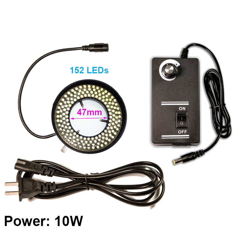 Lapsun 8000K 72-47mm carcasa de Metal grande 9W/10W 144 /152 lámpara iluminadora de Anillo de luz LED para cámara de lente de microscopio estéreo industrial
