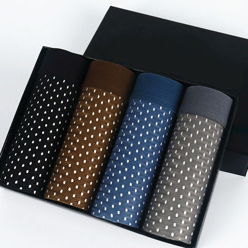 4 sztuk/partia plus rozmiar bokserki bielizna męska bambusa mężczyzna bokser przezroczysty człowiek dziura męska zestaw Figa oddychające męskie Underware: L