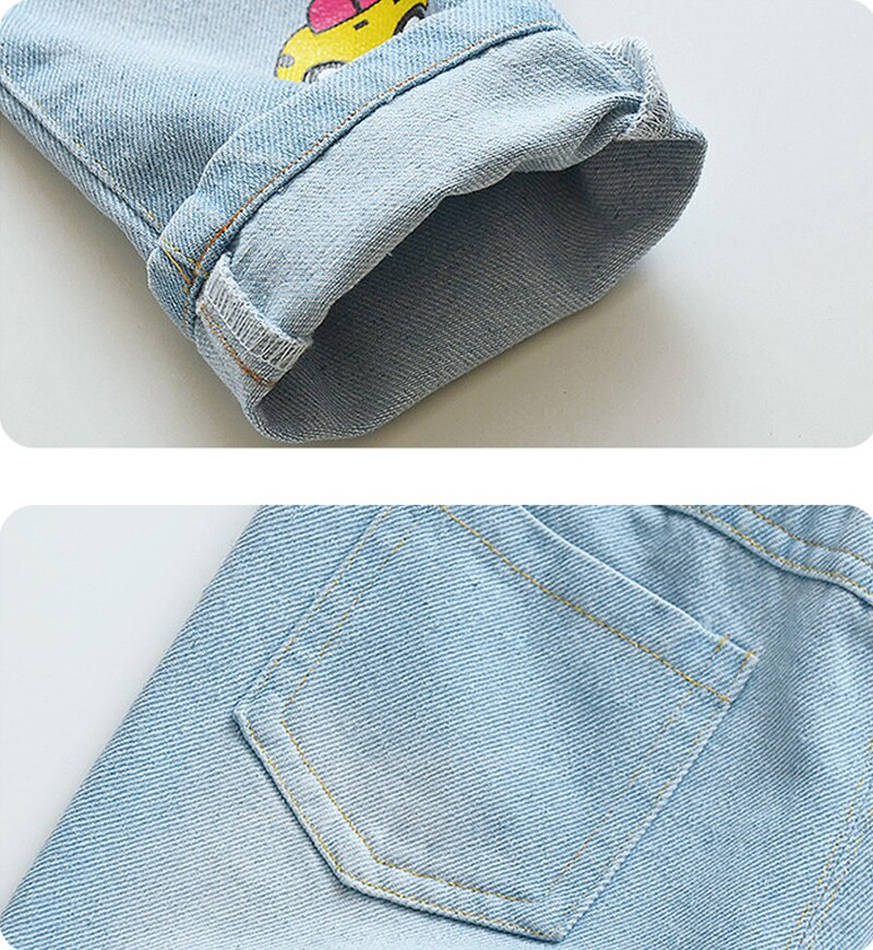 Girls Jeans Pants Spring Denim Jeans ladybug butterfly printing Children Pants Casual Trousers Jeans For Girls Clothes