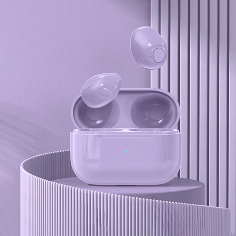 Écouteurs invisibles Mini écouteurs Bluetooth TWS sans fil avec Microphone appel HD écouteurs semi-intra-auriculaires réduction du bruit: Violet