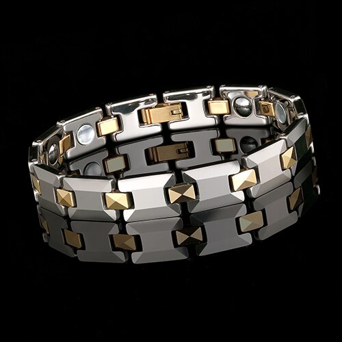 Tempérament femme elégant santé bracelet magnétique aimant thérapie magnétite bracelet homme santé titane acier Bracelet: Default Title