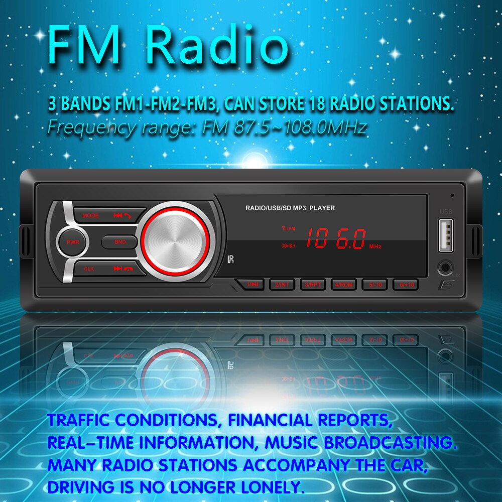 Handsfree bluetooth autoradio autoradio fm aux-ingang ontvanger sd usb aux 12v in-dash 1 din auto  mp3 multimediaspeler