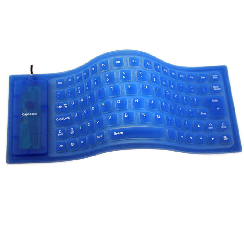 85-key Computer Keyboard Silicone Mute Soft Keyboard Portable Mini Laptop Pc Folding Waterproof Keyboard: Blue