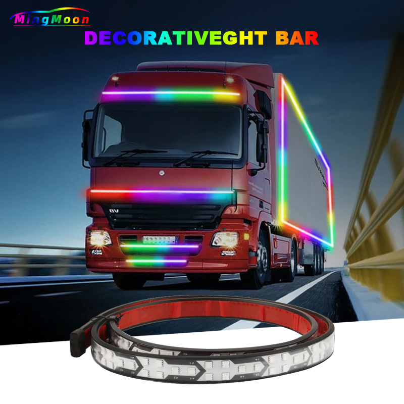 12V-24V Truck Tailgate Running Drving Light Colorful LED Car Rear Warning Light Turn Signal Brake Reverse Backup Tail Lamp Strip: Red