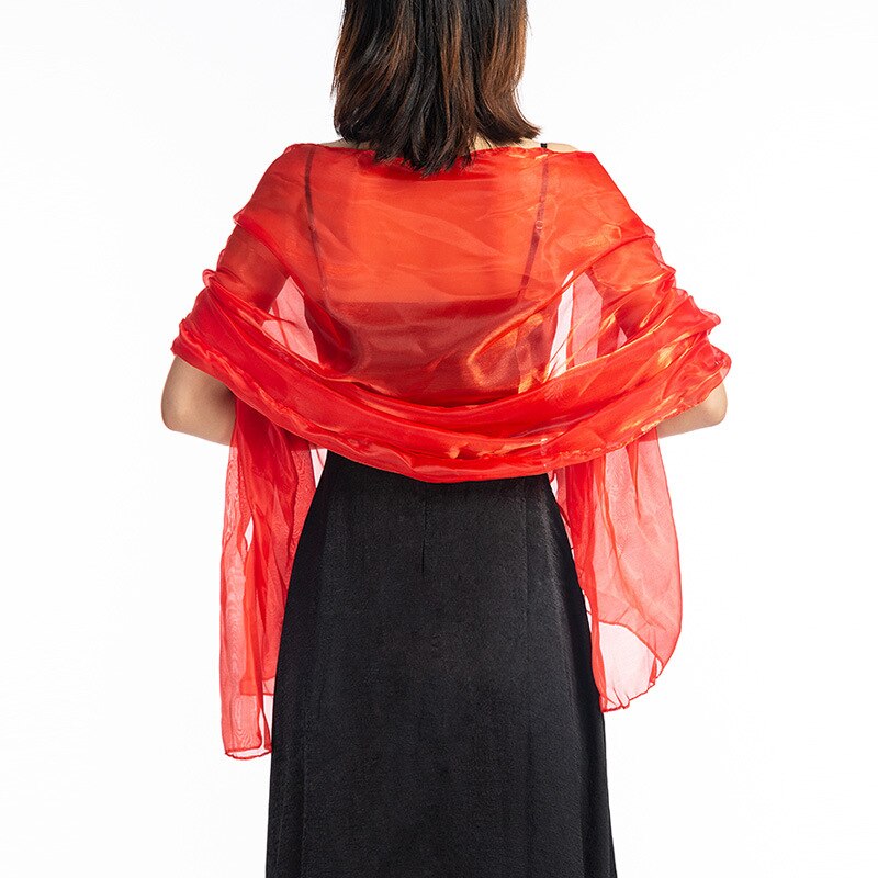Bryllup sjaler og vikler 170*70 mørkegrå fest aftenkjole bryllup wrap bolero cape sjal ren farve langt tørklæde: Rød