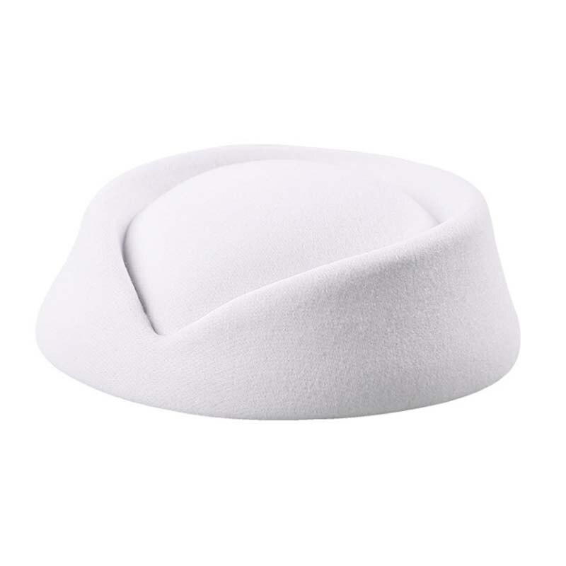 Gode kvinder uld kasket stewardesse pilleæske hat filt baret dråbefascinator base sød: Hvid