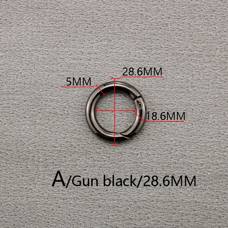 BAMADER Circle metalowy haczyk na sprężynie O Ring otwierany klucz pierścieniowa klamra wysokiej jakości akcesoria sprzętowe złoty srebrny pistolet klamra: A Gun black28.6MM