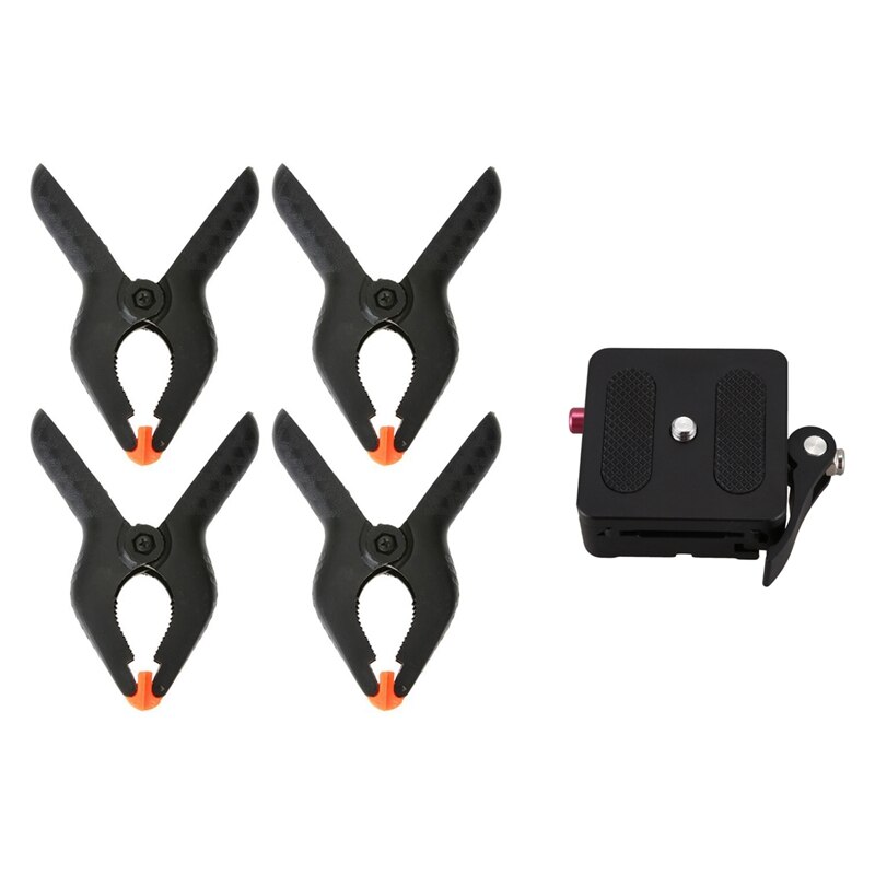 6 Polegada mola grampos clipe dicas conjunto para iluminação fotografia placa de fundo 4 pçs com alumínio 1/4 Polegada & 3/8 Polegada releas rápidas: Default Title