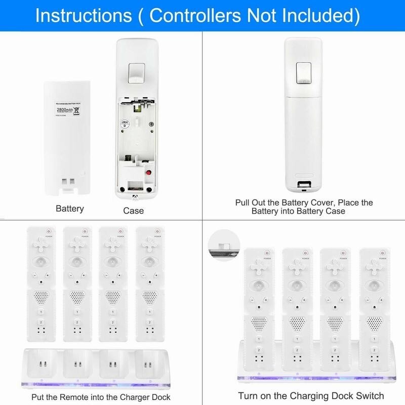 Battery Charger Dock For Nintendo Wii / Wii U Remote Controller 2/4 Rechargeable Battery Charging Dock Station Battery Pack