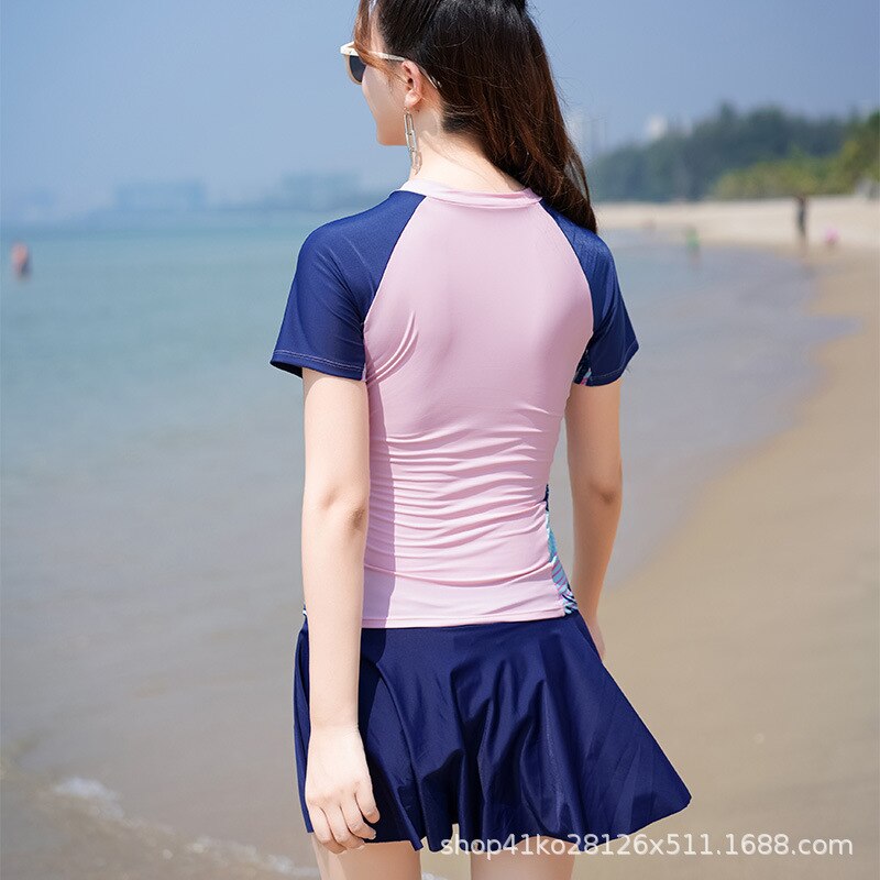 Badedragt kvindelig sommer strand solbeskyttelse fairy style studerende pige hipster konservativ split nederdel