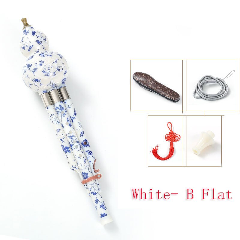 Chinese Handgemaakte Hulusi Zwarte Bamboe Kalebas Cucurbit Fluit Etnische Muziekinstrument Sleutel Van C Met Case Voor Beginner Muziek Liefhebbers: White- B Flat